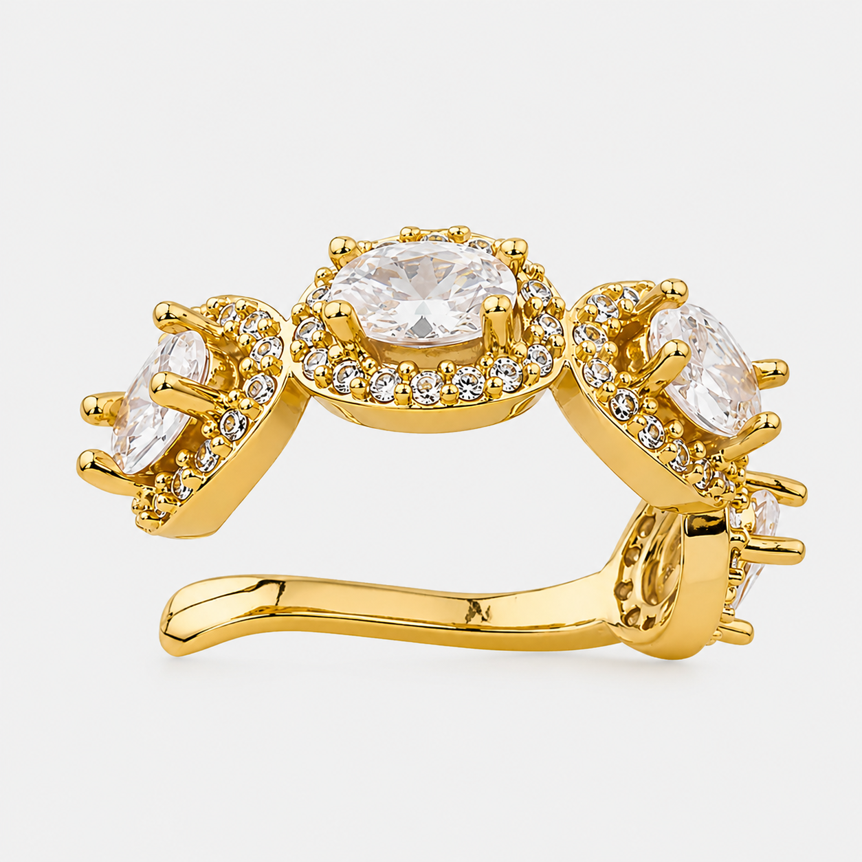 Piercing Fake Cravejado Cristal - Ouro