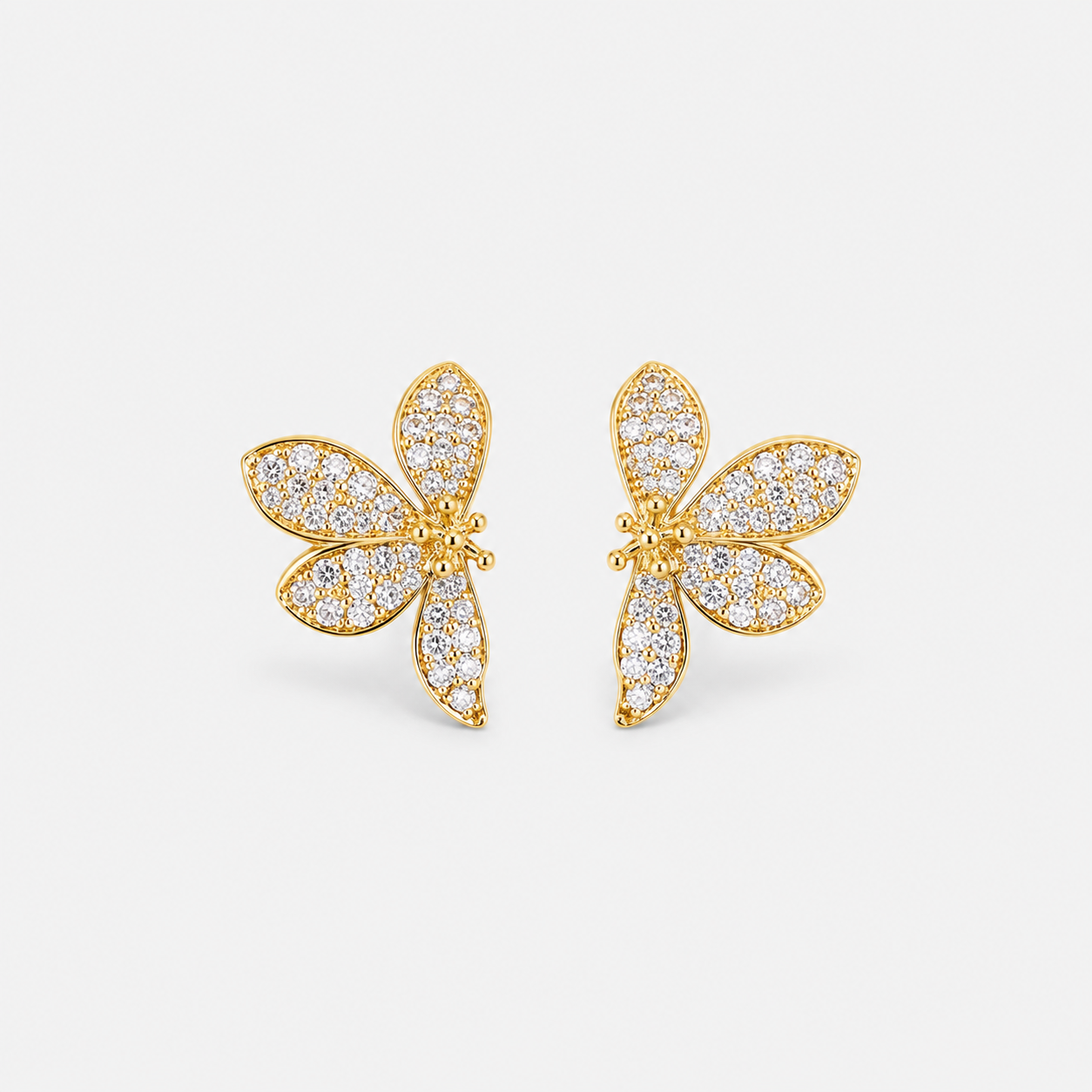 Brinco Meia Flor Cravejada - Ouro
