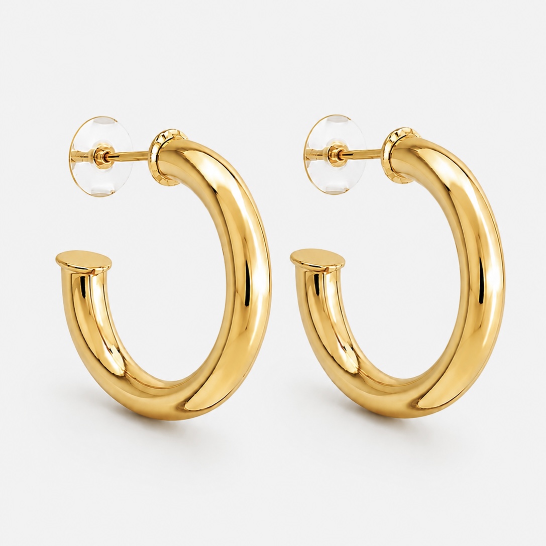 Argola Tubo Lisa G - Ouro