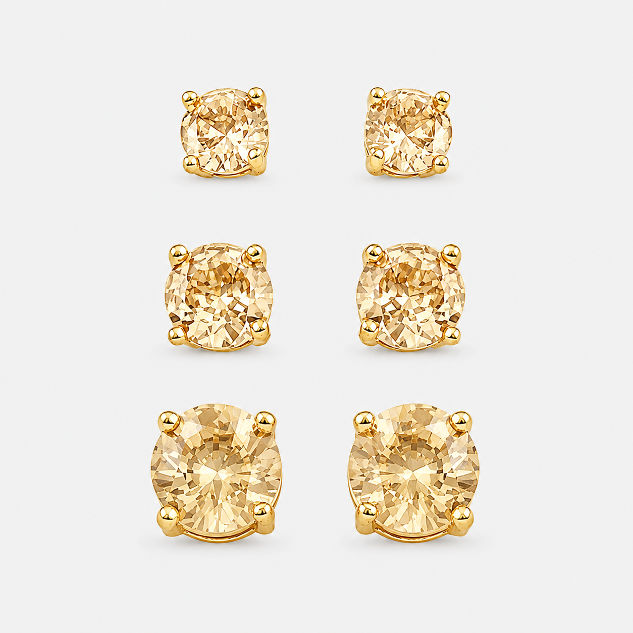 Trio Cravejado Zircônia Citrino - Ouro