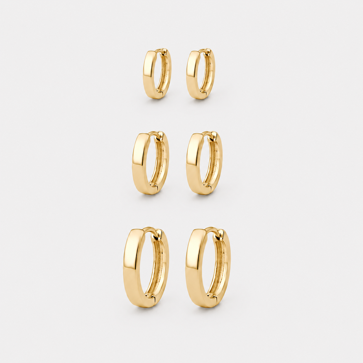 Trio Argolas Lisas - Ouro