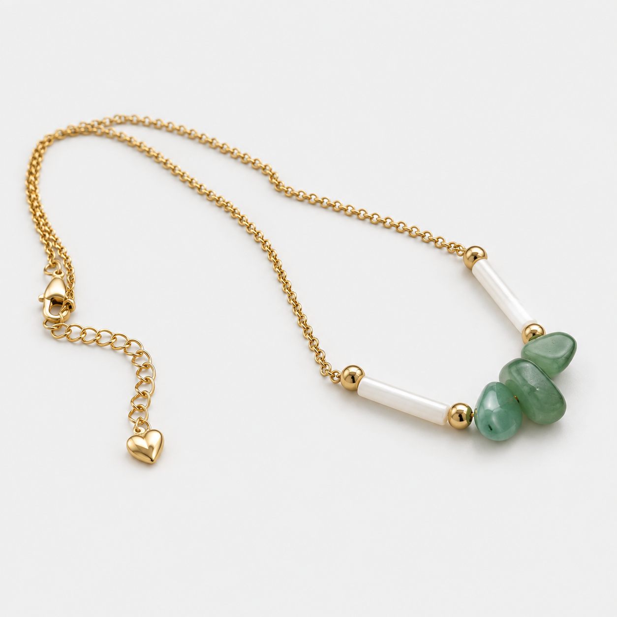 Choker Pedras Naturais Verdes - Ouro