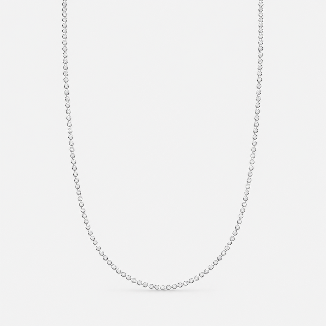 Colar Bolinhas Diamantadas 60 cm - Ródio