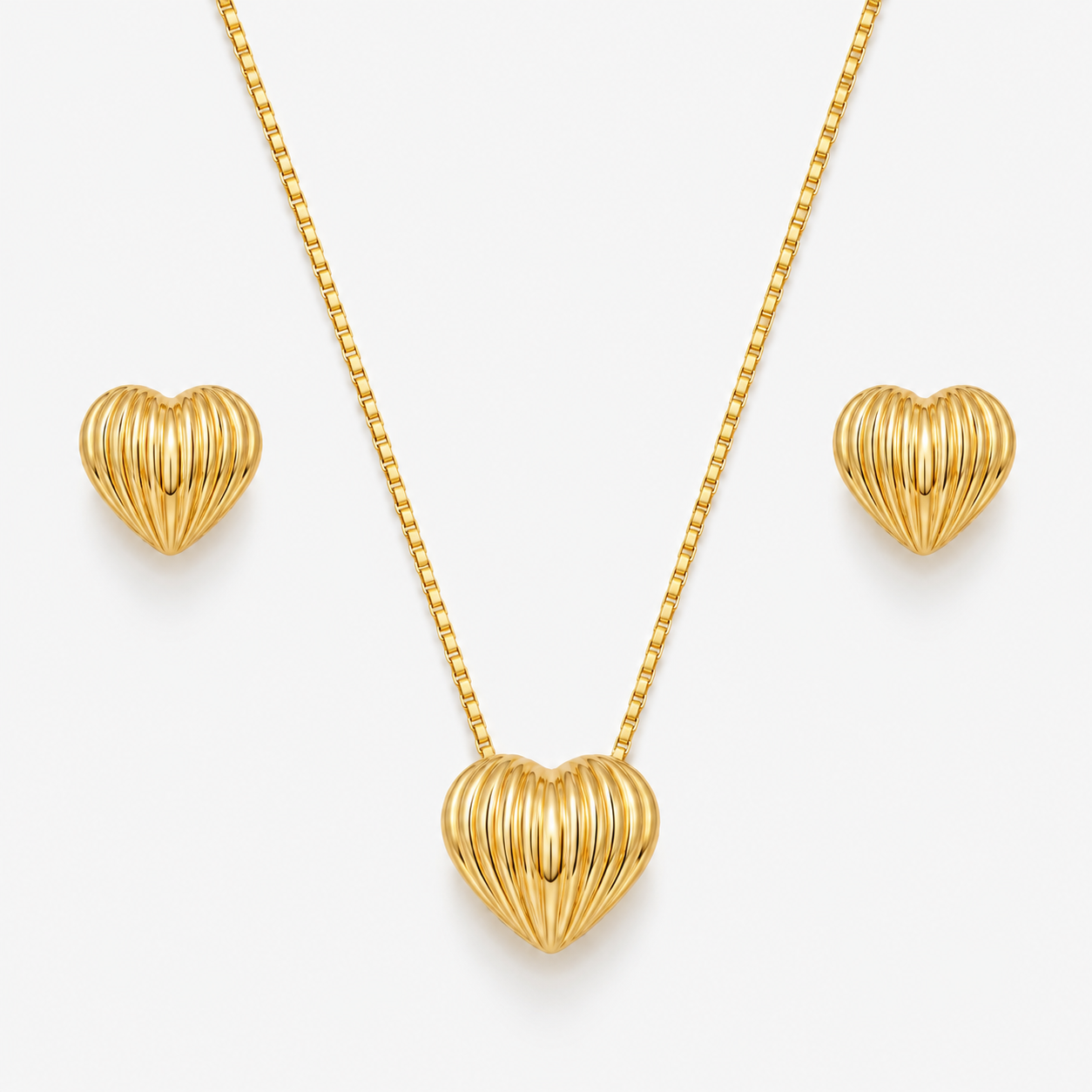 Conjunto Coração Riscado - Ouro