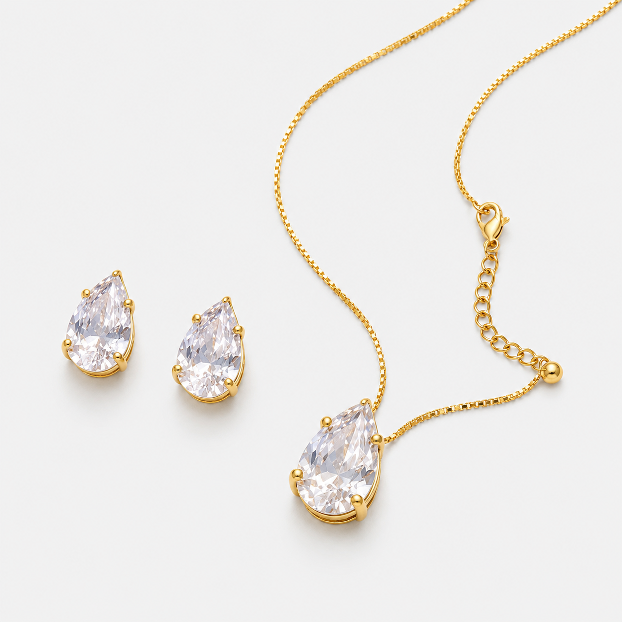 Conjunto Gota Cristal - Ouro
