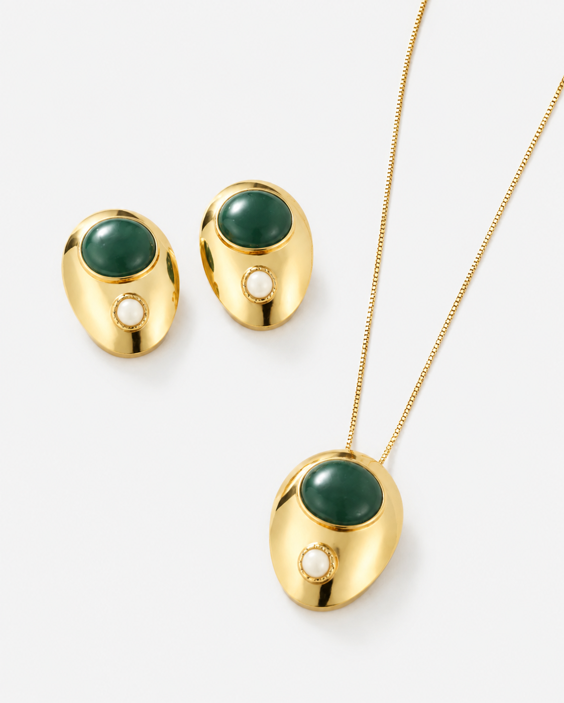 Conjunto Resinado Verde - Ouro