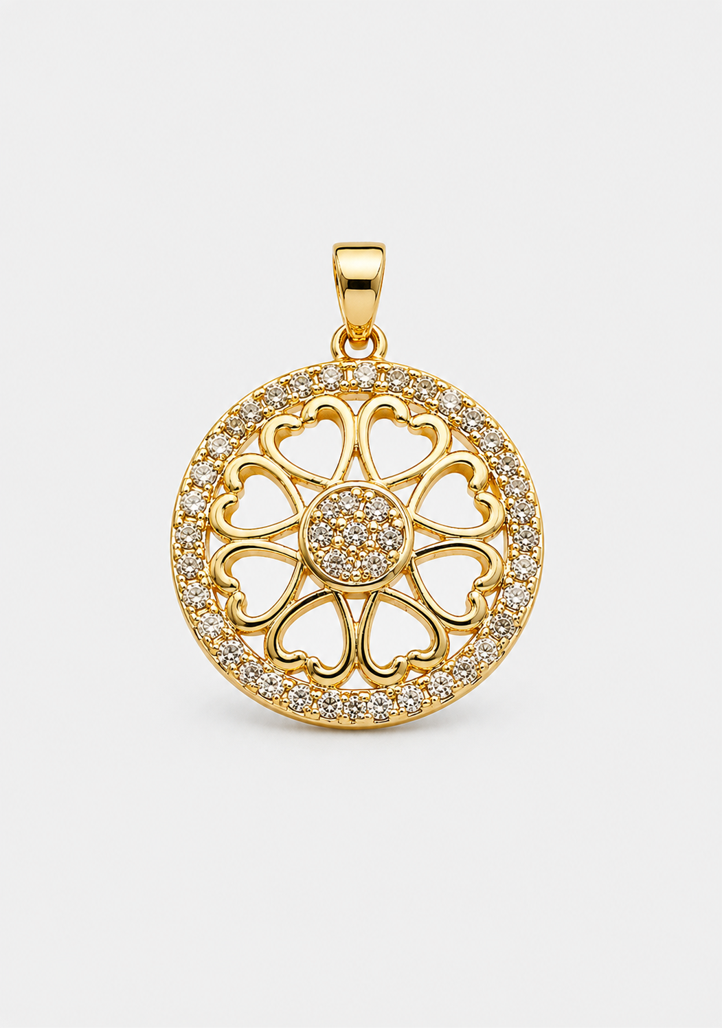 Pingente Mandala Cravejada - Ouro