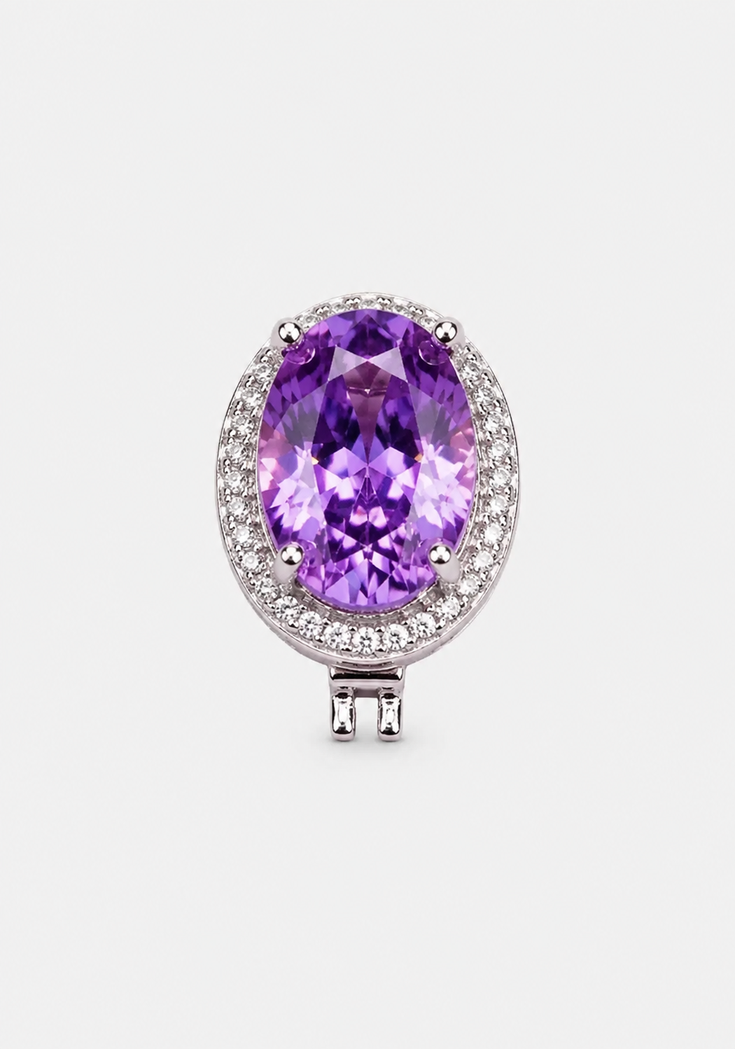 Pingente Oval Zircônia Cristal Ametista