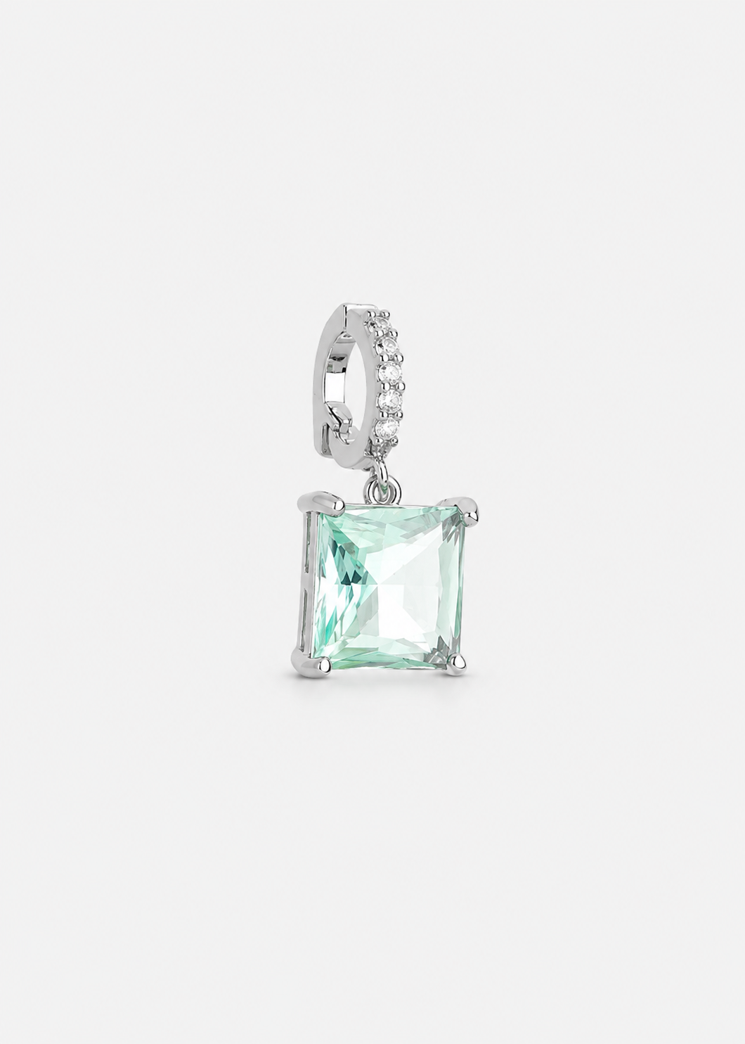 Pingente Pedra Acquamarine Quadrado - Ródio