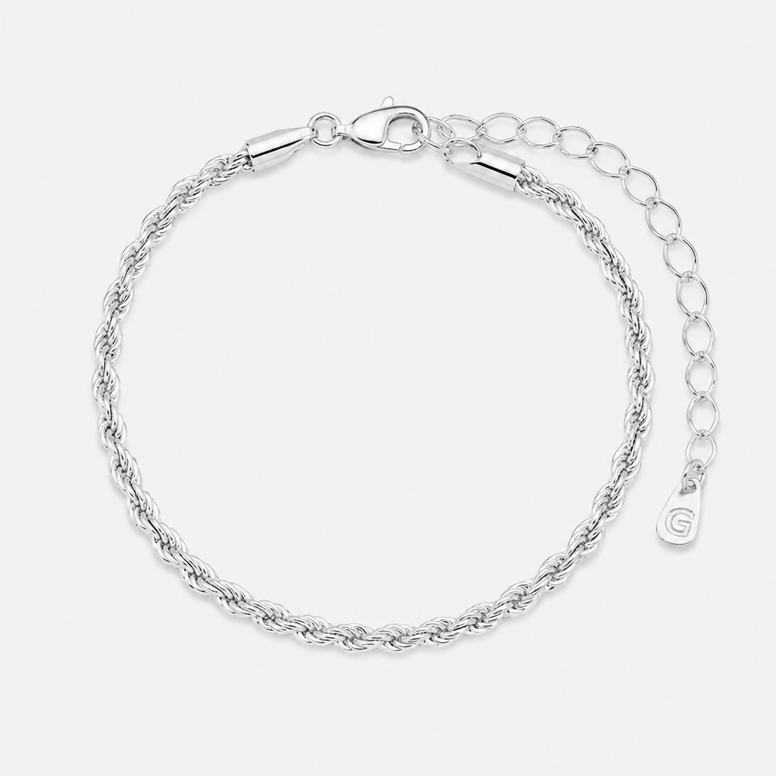 Pulseira Cordão Baiano Fino - Ródio